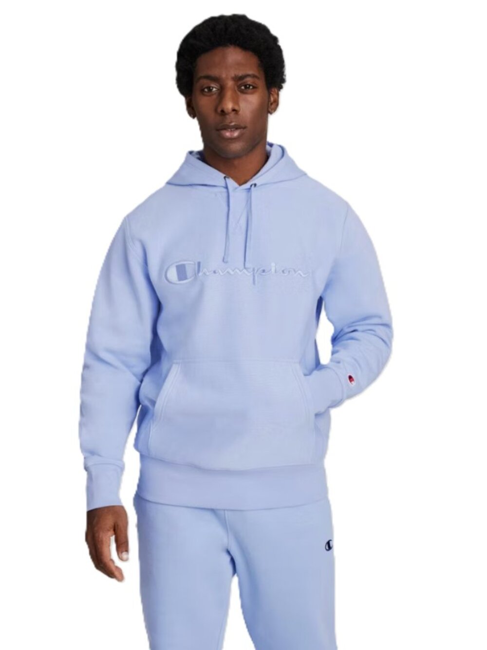 Champion Unisex Embroidered Fleece Pullover Hoodie Placid Blue